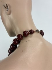 Rare Antique Cherry Red Bakelite Beads Round Graduating Necklace Jewelry 183g