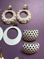 11 Pairs Vtg 80s 90s Lucite Plastic Enameled CHUNKY BOLD Assortment EARRINGS