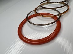 H1 Lot Orange Multicolor bangles Resin Metal Boho Hippie Glam Retro bracelets