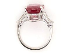 GIA Rubellite Diamond Ring 7.66ct Original 1930-1950 Red Tourmaline White Gold