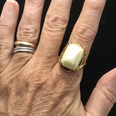 Vintage 18K HGE Gold Plated Bold Look Faux Pearl Ring varied sizes