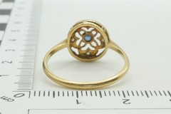 PRETTY ANTIQUE ENGLISH 18K GOLD DIAMOND SAPPHIRE RING c1930 NO RESERVE