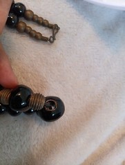 Vintage Graduated Varied Black Shiny Cool Beaded Necklace With Metal Spacers
