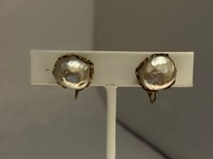 Signed Miriam Haskell Vintage Baroque Pearl Earrings Antique Gold Tone Iconic