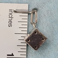Vintage Sterling Silver 3D Dice Charm Pendant 925 Cube