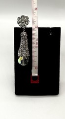 Vtg-CLEAR Rhinestone-Floral-AURORA BOREALIS-Dangle-Clip-on EARRINGS-Pat Pending