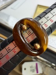 Vintage Ring Tigers Eye Donut Oval 14K Gold Womens Size 6 5.4 grams
