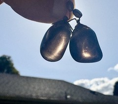 Vintage Eggplant Glass French Jet Style Dangle-Drop Earrings w Ornate Metal Caps