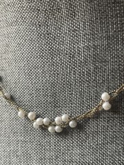 Vintage Faux Pearl Braided Necklace Woven Chain Gold Tone Career Wedding