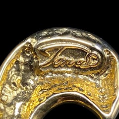 Vintage Tona Brooch Matte Shiny Goldtone Swirl 3-1/8″ Long