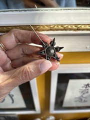 AntiqueVictorian Sterling Silver Tone Alloy Paste Glass Cluster Star Brooch1800s