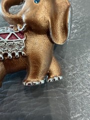 Vintage Silvertone Brown Rhinestone Elephant Brooch Pin