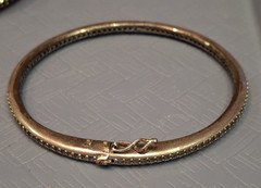 VTG Nadri Channel Set CZ Hinged Bangle Bracelet Silver Tone Vintage