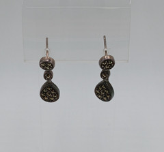 VTG 925 MC Teardrop Marcasite Earrings 1in Drop Sterling Silver 3gtw New Backs
