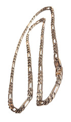 Vintage Classic Retro Style Chain Figaro Link Necklace Silver Tone Metal 22″ GUC