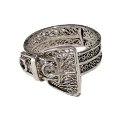 Vintage 800 Sterling Silver Ornate Filigree Buckle Style Size 8.25 Ring