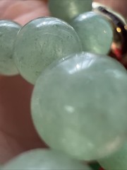 Heavy Green Jadeite Jade 9mm Beads Carved 19″ Necklace