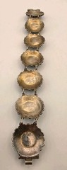 Antique Solid Sterling Silver 950 Ornate Light Blue Glass Moonstone Bracelet