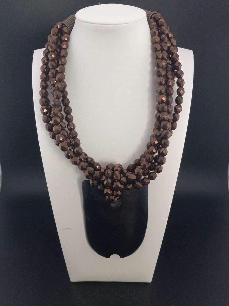RARE Anthony Alexander Runway Couture Bronzetone MASSIVE Black Lucite Necklace