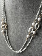 Vintage Acrylic Link Layered Necklace White Statement Minimalist Capsule Career