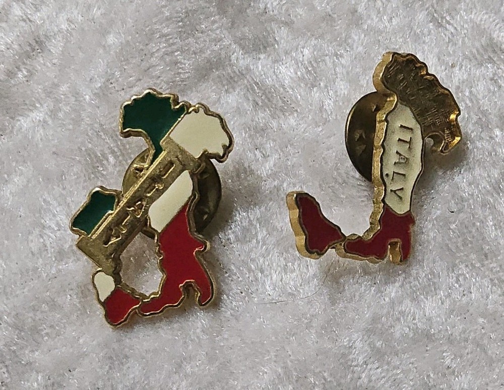 Green White And Red Italia Gold Toned Italy Pin Combo
