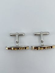 Vintage Swank mens cufflinks name Walter gold and silver tone concave 3/4″