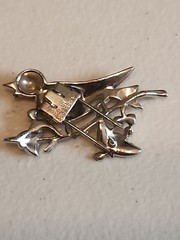 Vtg Crown Trifari Alfred Phillippe Bird Brooch Pin Red Blue Enamel Rhinestone