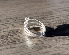 925 Sterling Silver Brutalist Triple Stacked Band with Spheres Ring 6.5, 2.46 g