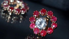 14k yellow gold 0.40ct ruby earring jackets vintage heated handmade 0.80gr