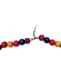Vintage Natural Wood Bead Necklace Multicolor Chunky Statement Boho Artisan 14In