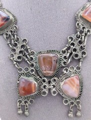 Vintage Semi Precious Stones Metal Choker Necklace