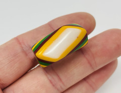 Vintage 70s Lucite Acrylic Striped Layer Ring Colorful Asymmetrical Retro Sz 5.5
