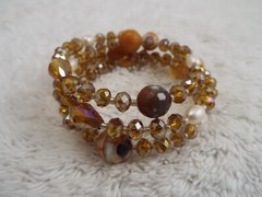 Pearl Stone Gold Crystal Bead Coil Bracelet (D50)
