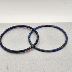 2 Cloisonne Bangle Bracelets 3″×1/8″ Blue