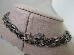 Miriam Haskell Silver Tone Twisted Chain Diamond Cut 36″ Long Double Necklace