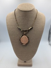 Vintage Teardrop-shaped Peach Pendant Necklace, Suspended From Textured…