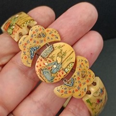Persian Storyteller Bracelet Hand Painted Panels People Birds Unique Design Rare