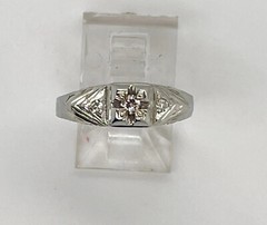 Vintage Ring O Romance Gross Co 18k White Gold Filigree .06 Ct Diamond Ring Sz 6