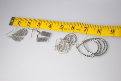 LOT Pierced Earrings Dangle Drop Silver Tone scroll hoop wire MN10