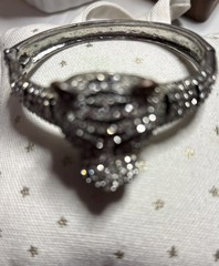 Vintage Rhinestone Tiger Cuff Clamp Bracelet Leopard Crystal