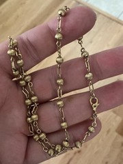 Vintage Signed Monet Gold Tone Gold Bead Chain Choker Necklace 15.5 In
