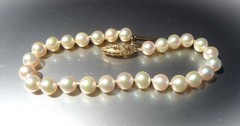 GORGEOUS MIKIMOTO BLUE LAGOON BL 14K 585 CULTURED OCEAN AKOYA PEARL BRACELET!