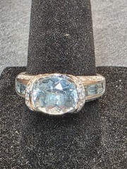 18kt BELLARI Diamond Aquamarine 18k White Gold Ring 7.42 S7