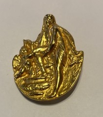 Vintage Alva Studios Venus Cherub Gold Tone Mythology Goddess Brooch Pin