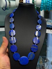 Rare Antique Large Flat Coin Lapis Lazuli Necklace 100% Real Natural