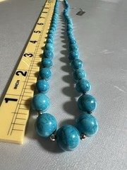 Vintage Jungle Turquoise Graduated Bead Necklace 24″ 58g ROC Clasp Artisan