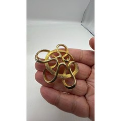 Vintage Abstract Gold Swirl Brooch Mid Century Minimalist Sculptural Gold Tone