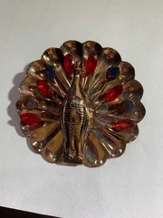Vintage Retro Gold Tone Sterling Peacock Brooch 62 x 58 mm N666