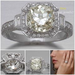 Round Cut 3CT Lab Created Diamond Vintage Halo Engagement Ring 14K Gold Finish