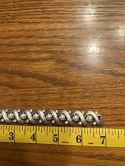 Vintage Trifari Link Bracelet Faux Pearl Rhinestone Silver Tone